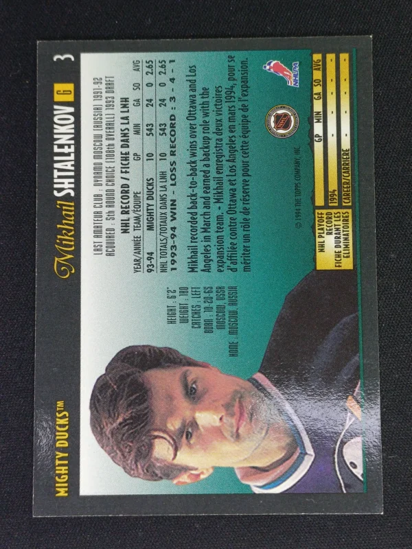 1994/1995 Topps OPC Premier Special Effects 3 Mikhail Shtalenkov Paralel - Image 2