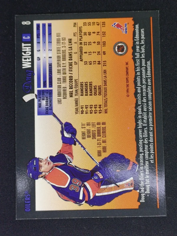 1994/1995 Topps OPC Premier Special Effects 8 Doug Weight Paralel - Image 2