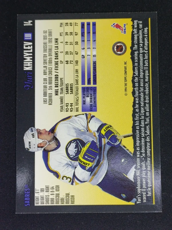 1994/1995 Topps OPC Premier Special Effects 14 Yuri Khmylev Paralel - Image 2
