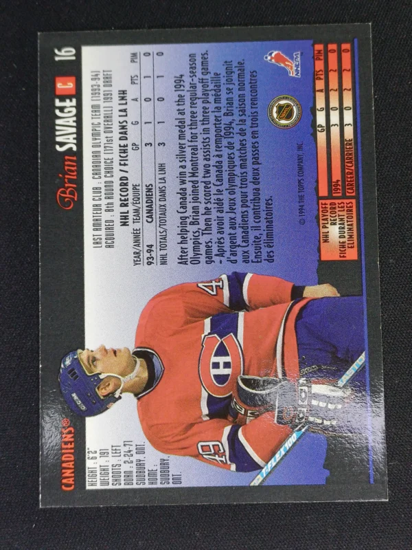 1994/1995 Topps OPC Premier Special Effects 16 Brian Savage Paralel - Image 2