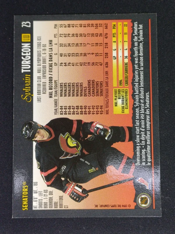 1994/1995 Topps OPC Premier Special Effects 23 Sylvain Turgeon Paralel - Image 2