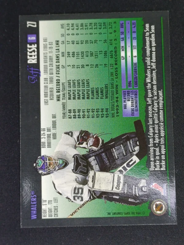 1994/1995 Topps OPC Premier Special Effects 27 Jeff Reese Paralel - Image 2