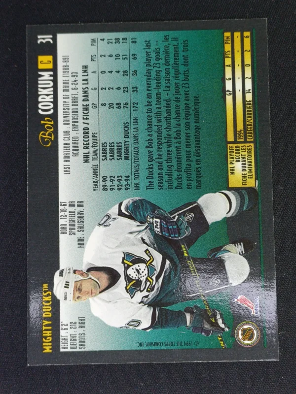 1994/1995 Topps OPC Premier Special Effects 31 Bob Corkum Paralel - Image 2