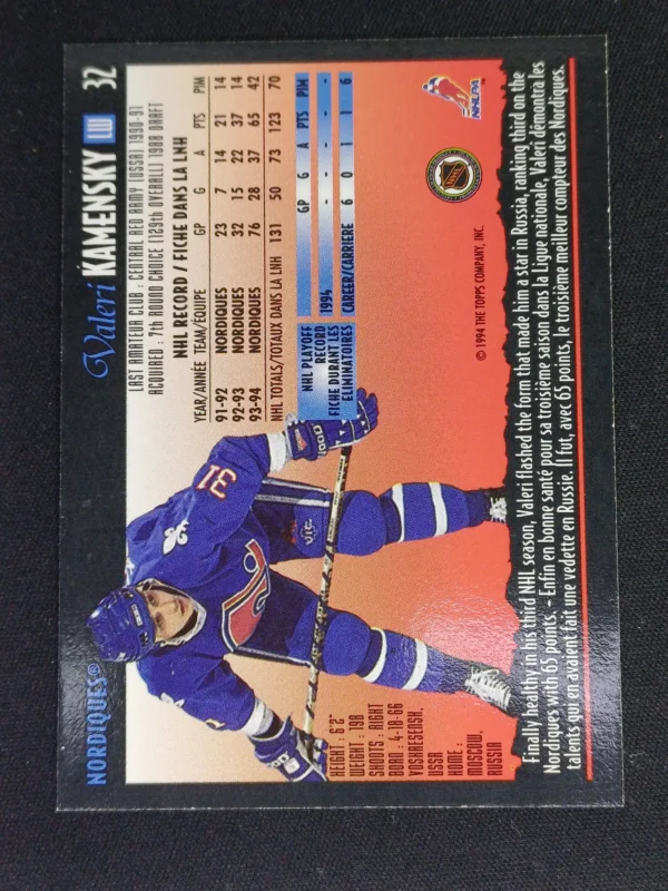 1994/1995 Topps OPC Premier Special Effects 32 Valeri Kamensky Paralel - Image 2