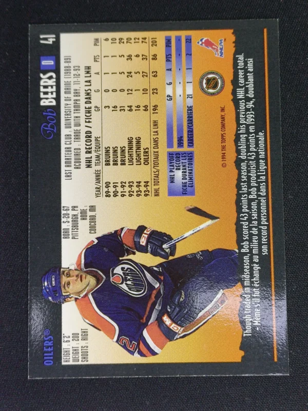 1994/1995 Topps OPC Premier Special Effects 41 Bob Beers Paralel - Image 2