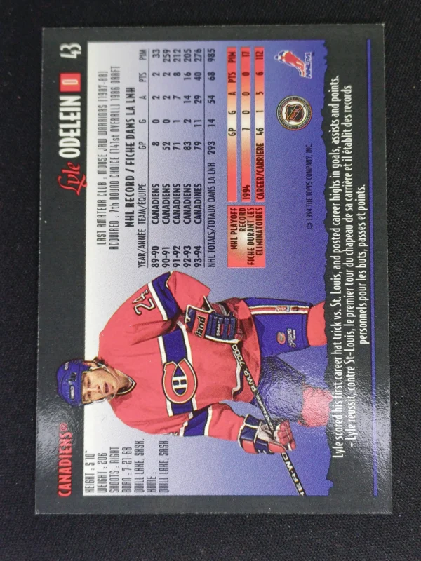 1994/1995 Topps OPC Premier Special Effects 43 Lyle Odelein Paralel - Image 2