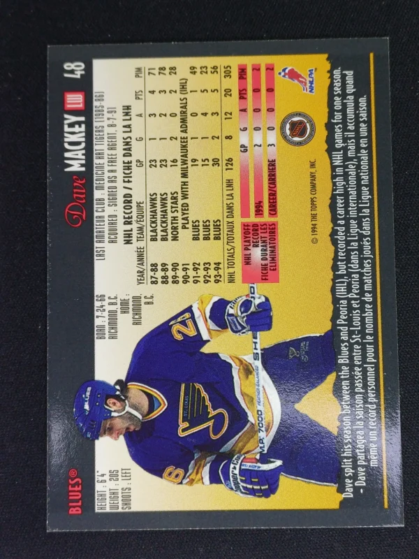1994/1995 Topps OPC Premier Special Effects 48 Dave Mackey Paralel - Image 2