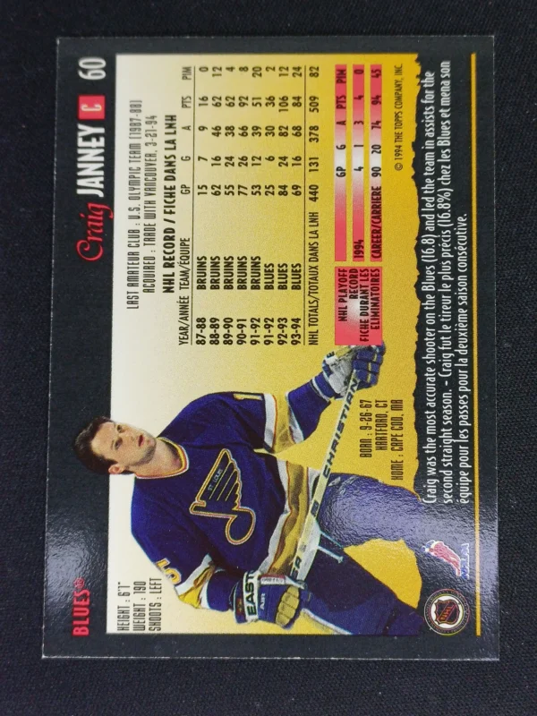 1994/1995 Topps OPC Premier Special Effects 60 Craig Janney Paralel - Image 2