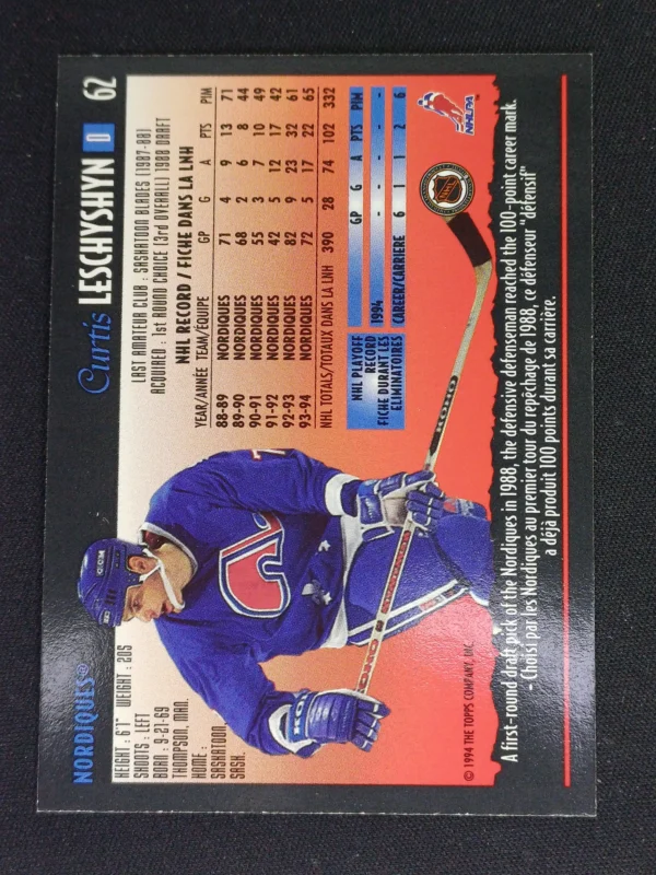 1994/1995 Topps OPC Premier Special Effects 62 Curtis Leschyshyn Paralel - Image 2