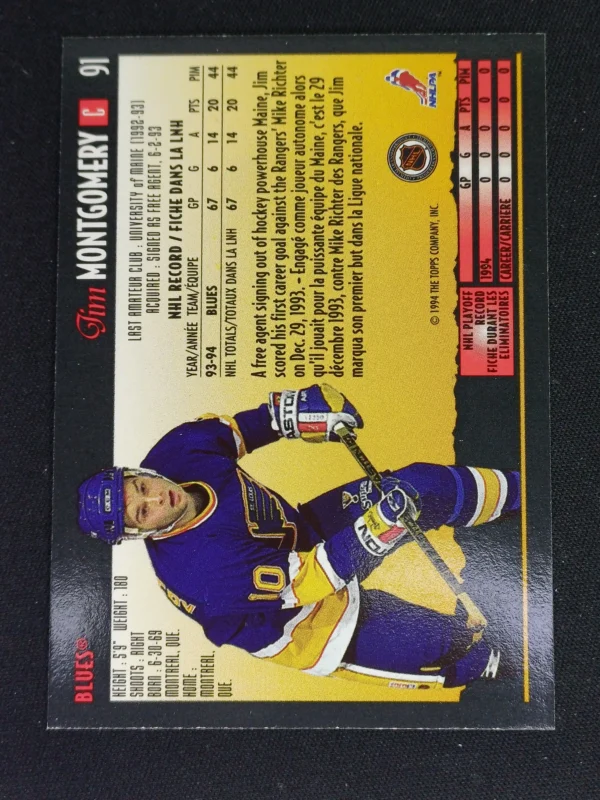 1994/1995 Topps OPC Premier Special Effects 91 Jim Montgomery Paralel - Image 2