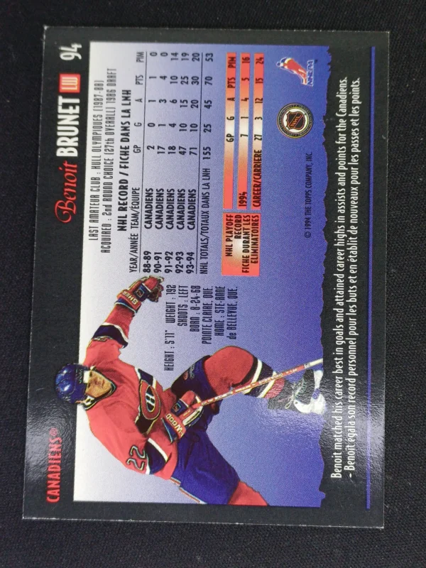 1994/1995 Topps OPC Premier Special Effects 94 Benoit Brunet Paralel - Image 2