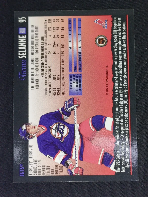 1994/1995 Topps OPC Premier Special Effects 95 Teemu Selanne Paralel - Image 2