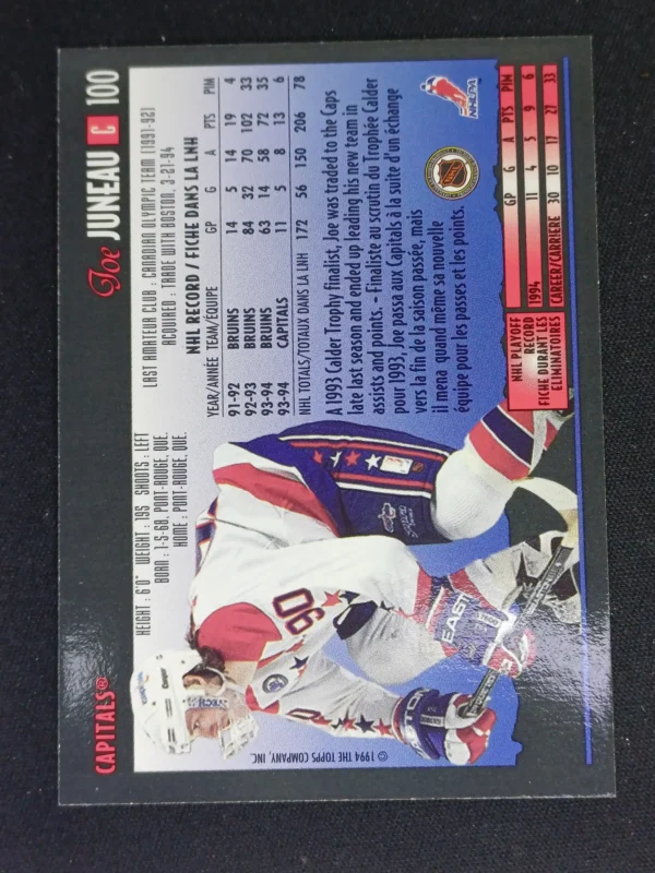 1994/1995 Topps OPC Premier Special Effects 100 Joe Juneau Paralel - Image 2