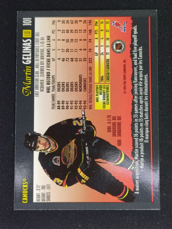 1994/1995 Topps OPC Premier Special Effects 101 Martin Gelinas Paralel - Image 2