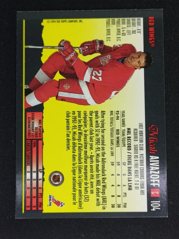 1994/1995 Topps OPC Premier Special Effects 104 Micah Aivazoff Paralel - Image 2