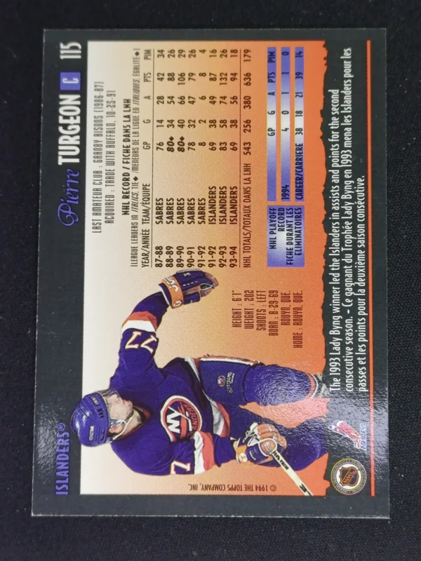1994/1995 Topps OPC Premier Special Effects 115 Pierre Turgeon Paralel - Image 2