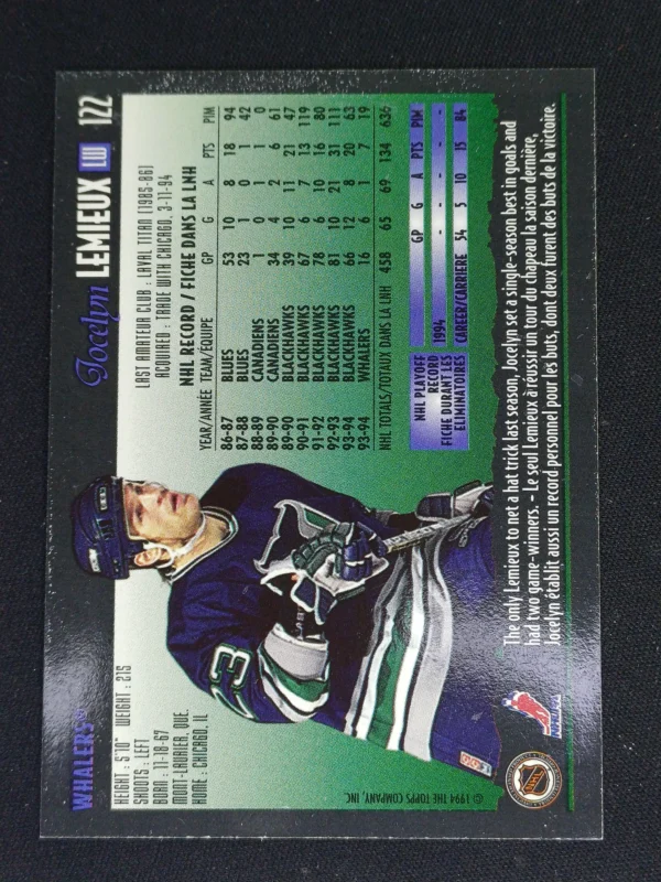 1994/1995 Topps OPC Premier Special Effects 122 Jocelyn Lemieux Paralel - Image 2