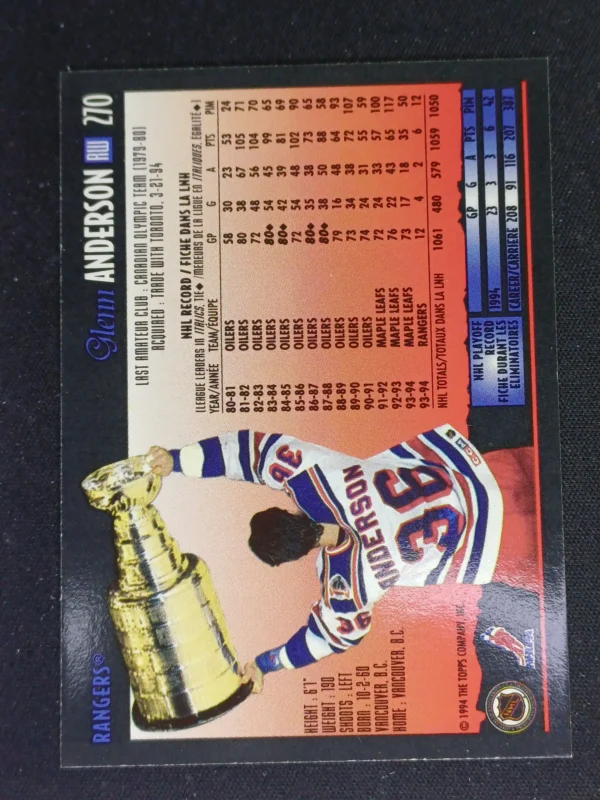 1994/1995 Topps OPC Premier Special Effects 270 Glenn Anderson Paralel - Image 2