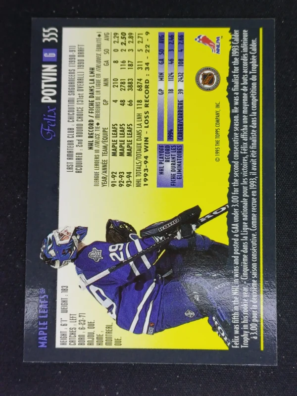 1994/1995 Topps OPC Premier Special Effects 355 Felix Potvin Paralel - Image 2