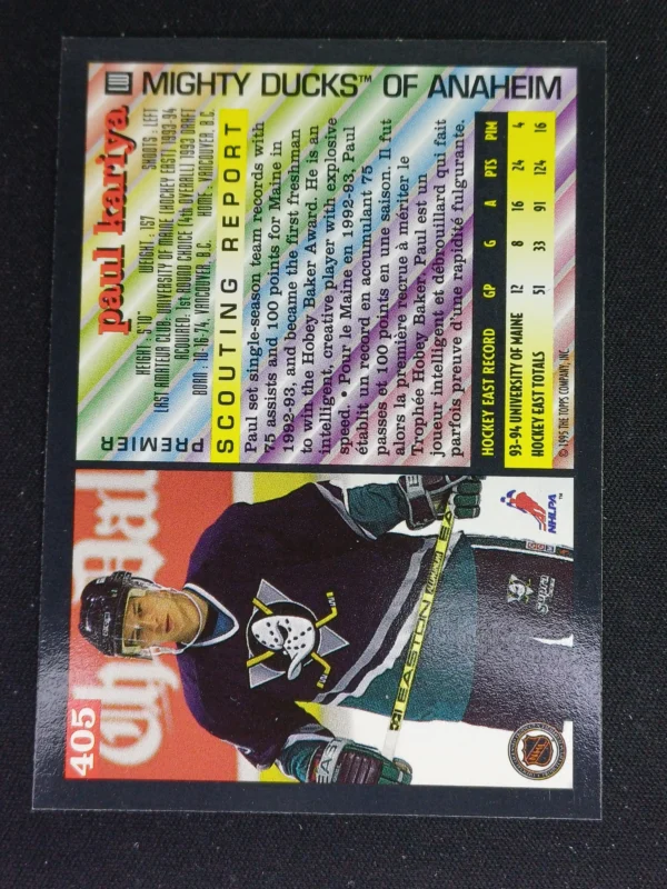 1994/1995 Topps OPC Premier Special Effects 405 Paul Kariya Paralel - Image 2
