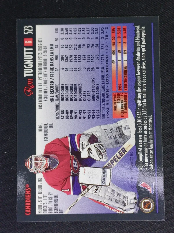 1994/1995 Topps OPC Premier Special Effects 523 Ron Tugnutt Paralel - Image 2