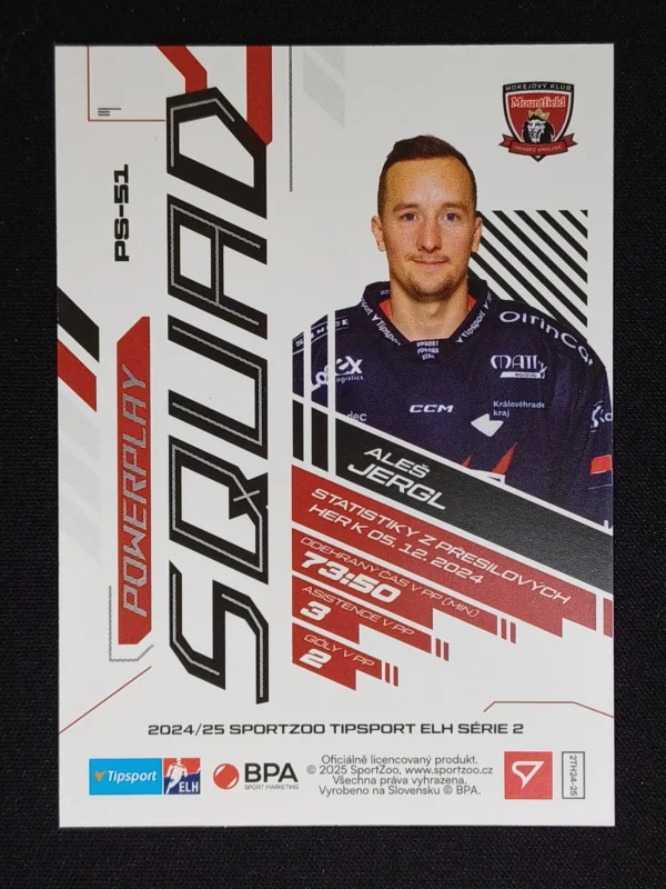 2024/2025 Sportzoo Serie 2 Powerplay Squad Black Rainbow PS-51 Aleš Jergl Inzert 32/99 - Image 2