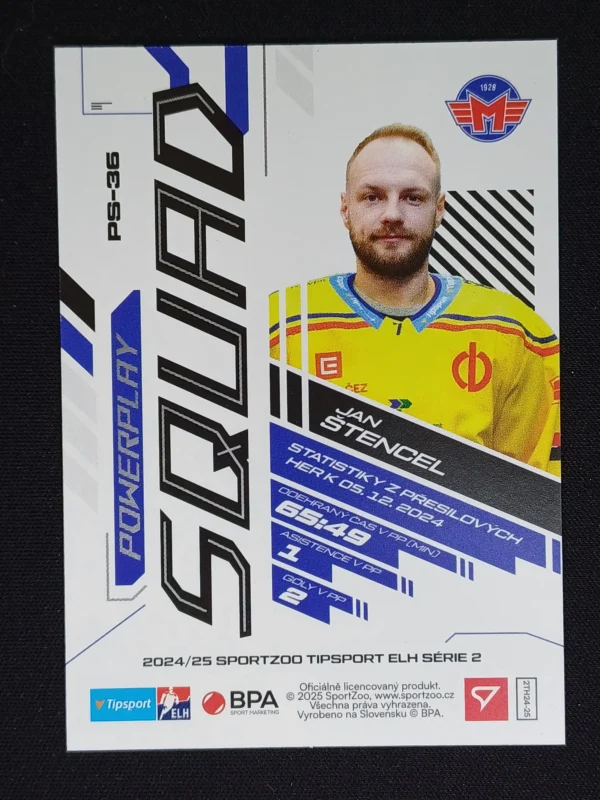 2024/2025 Sportzoo Serie 2 Powerplay Squad Black Rainbow PS-36 Jan Štencel Inzert 52/99 - Image 2