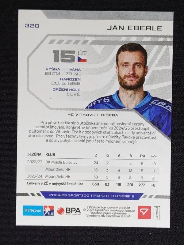 2024/2025 Sportzoo Serie 2 Green Glitter 320 Jan Eberle Paralel 16/30 - Image 2