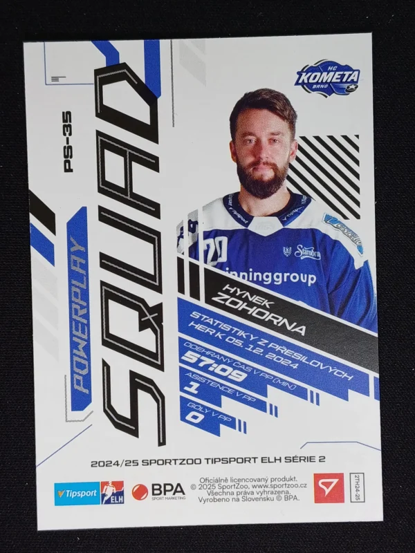 2024/2025 Sportzoo Serie 2 PowerPlay Squad PS-35 Hynek Zohorna Inzert - Image 2