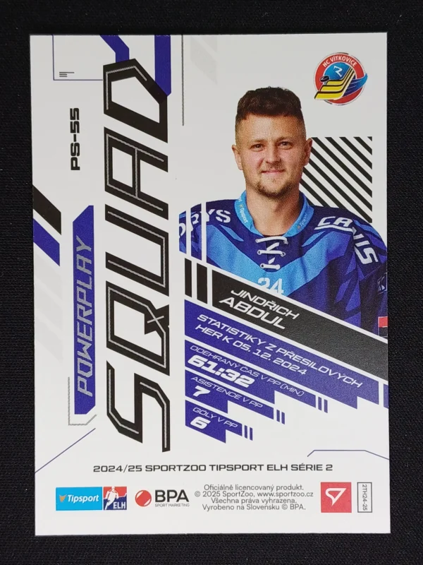 2024/2025 Sportzoo Serie 2 PowerPlay Squad PS-55 Jindřich Abdul Inzert - Image 2
