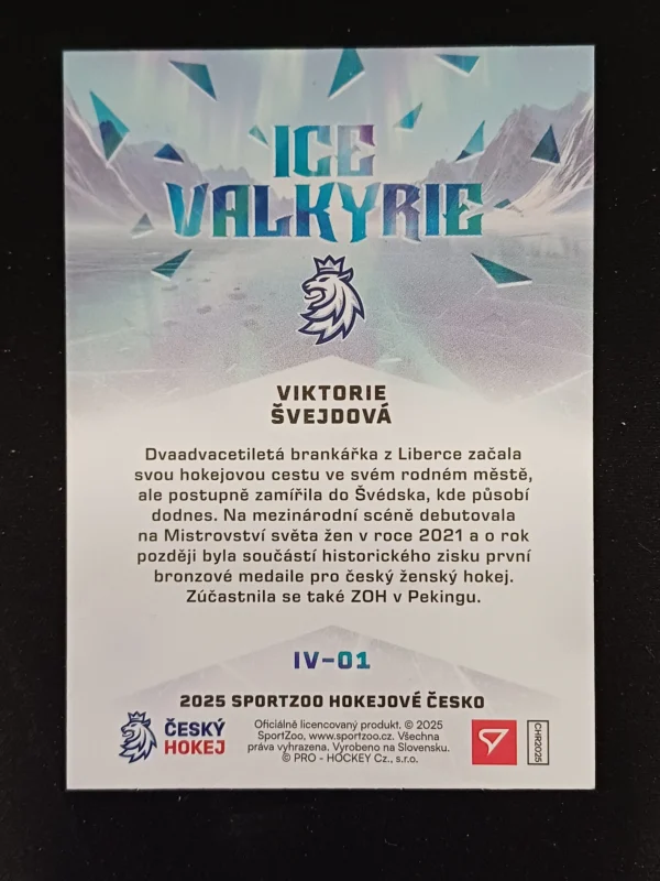 2025 Sportzoo Hokejové Česko Ice Valkyrie IV-01 Viktorie Švejdová Inzert - Image 2