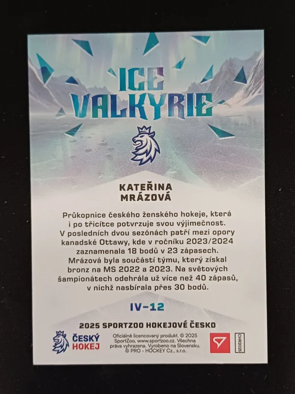 2025 Sportzoo Hokejové Česko Ice Valkyrie IV-12 Kateřina Mrázová Inzert - Image 2