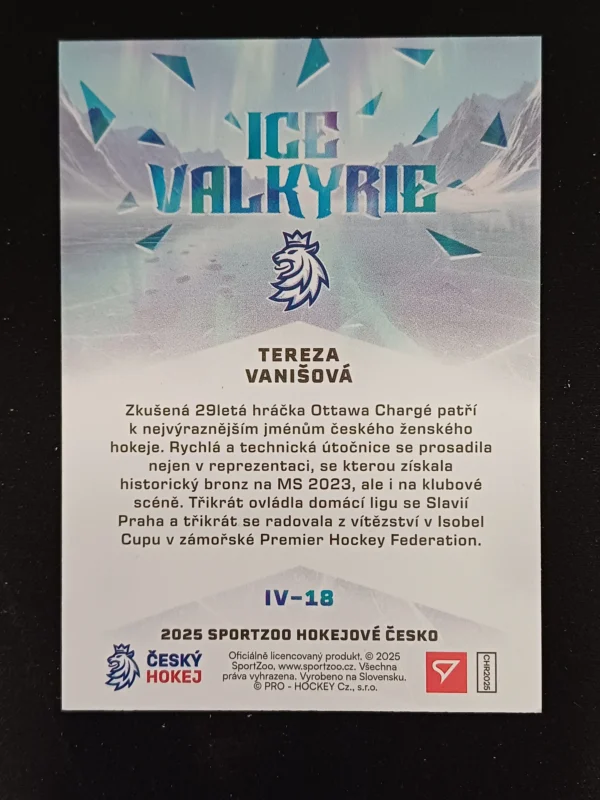 2025 Sportzoo Hokejové Česko Ice Valkyrie IV-18 Tereza Vanišová Inzert - Image 2