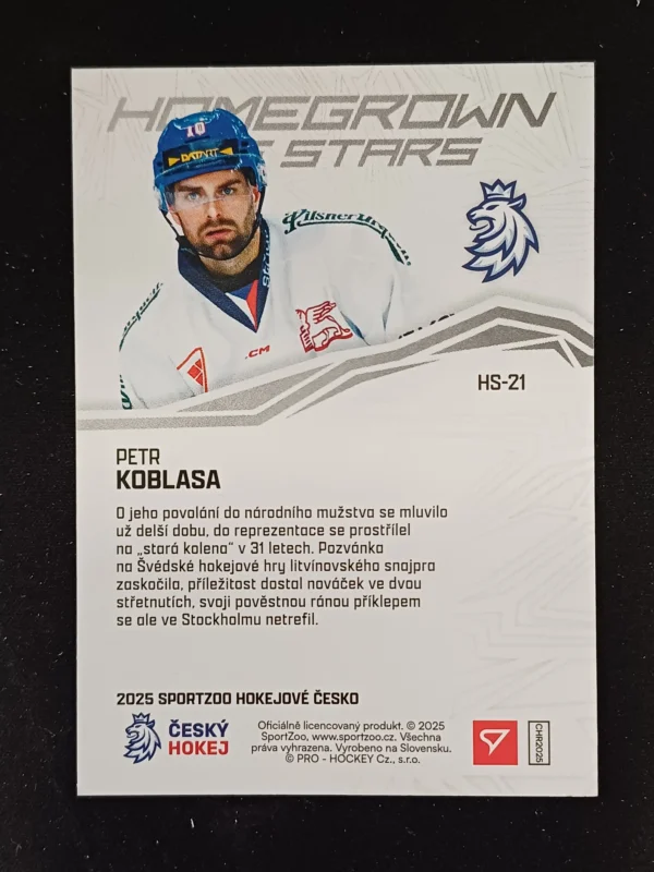 2025 Sportzoo Hokejové Česko Homegrown Ice Stars HS-21 Petr Koblasa Inzert - Image 2
