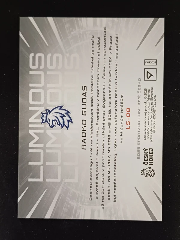 2025 Sportzoo Hokejové Česko Luminous LS-08 Radko Gudas Inzert - Image 2