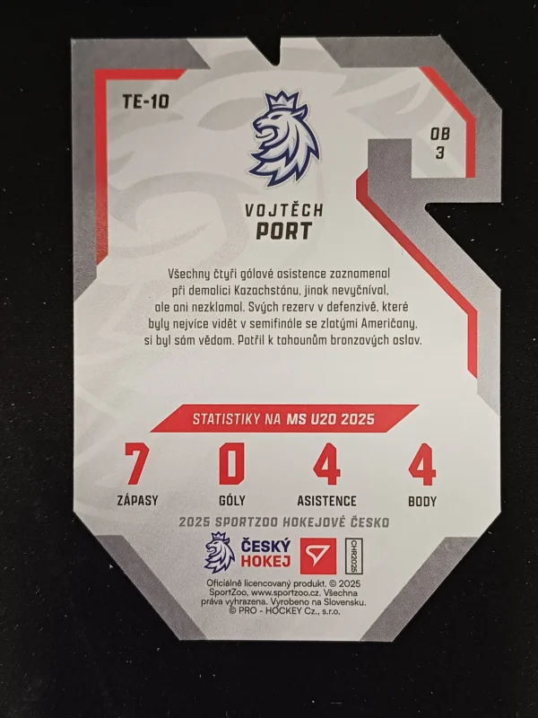 2025 Sportzoo Hokejové Česko Team 20 TE-10 Vojtěch Port Inzert - Image 2