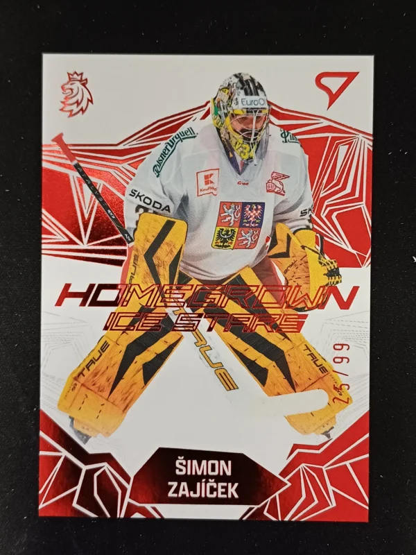 2025 Sportzoo Hokejové Česko Homegrown Ice Stars Red HS-03 Šimon Zajíček Inzert 25/99