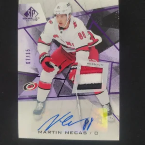 2021/2022 Upper Deck SPGU Purple Material 37 Martin Necas AUTO Patch 07/15