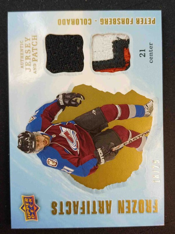2008/2009 Upper Deck Artifacts Frozen Artifacts Gold Patch FAD-PF Peter Forsberg Patch 18/25
