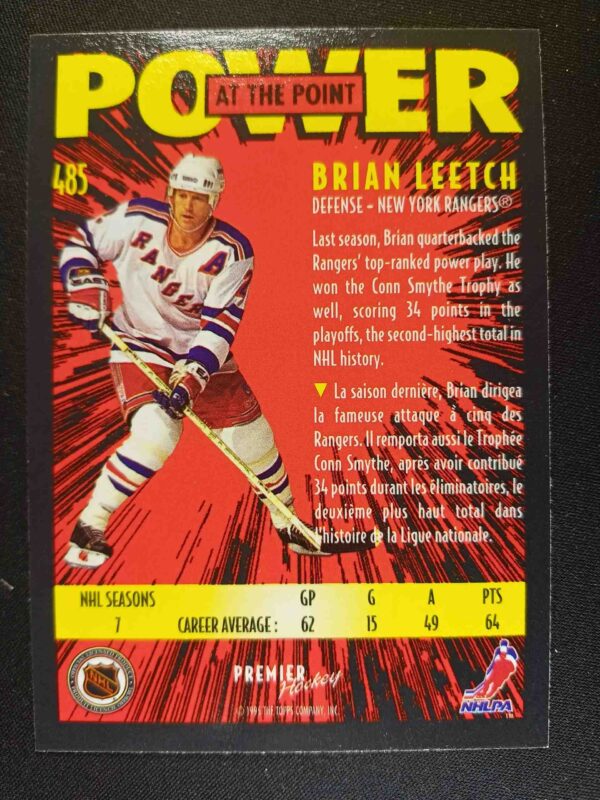 1994/1995 Topps OPC Premier Base 485 Brian Leetch – WHC Karty, s.r.o.