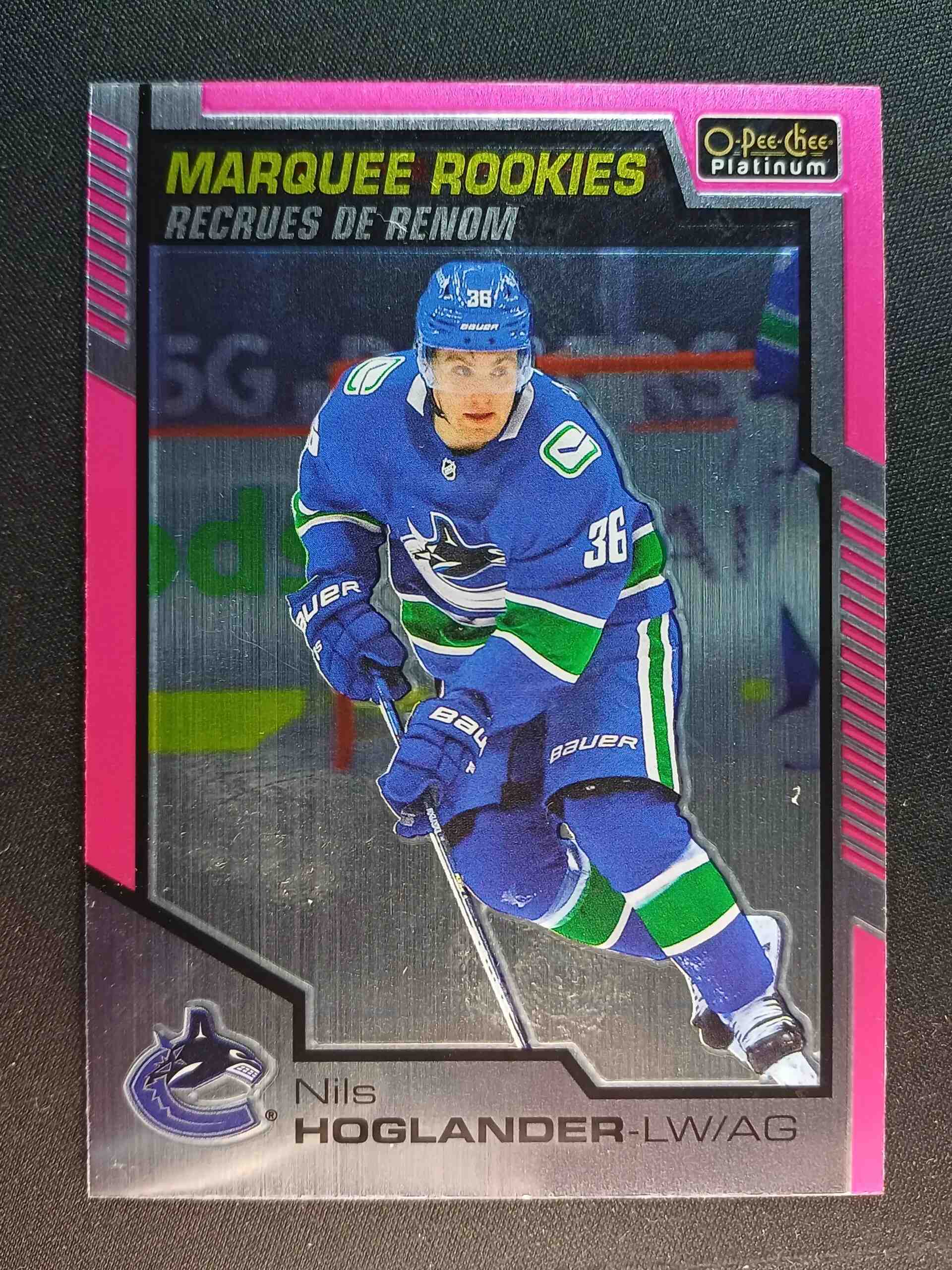 2020/2021 Upper Deck OPC Platinum Matte Pink Marquee Rookie 194 Nils Hoglander Paralel 101/399