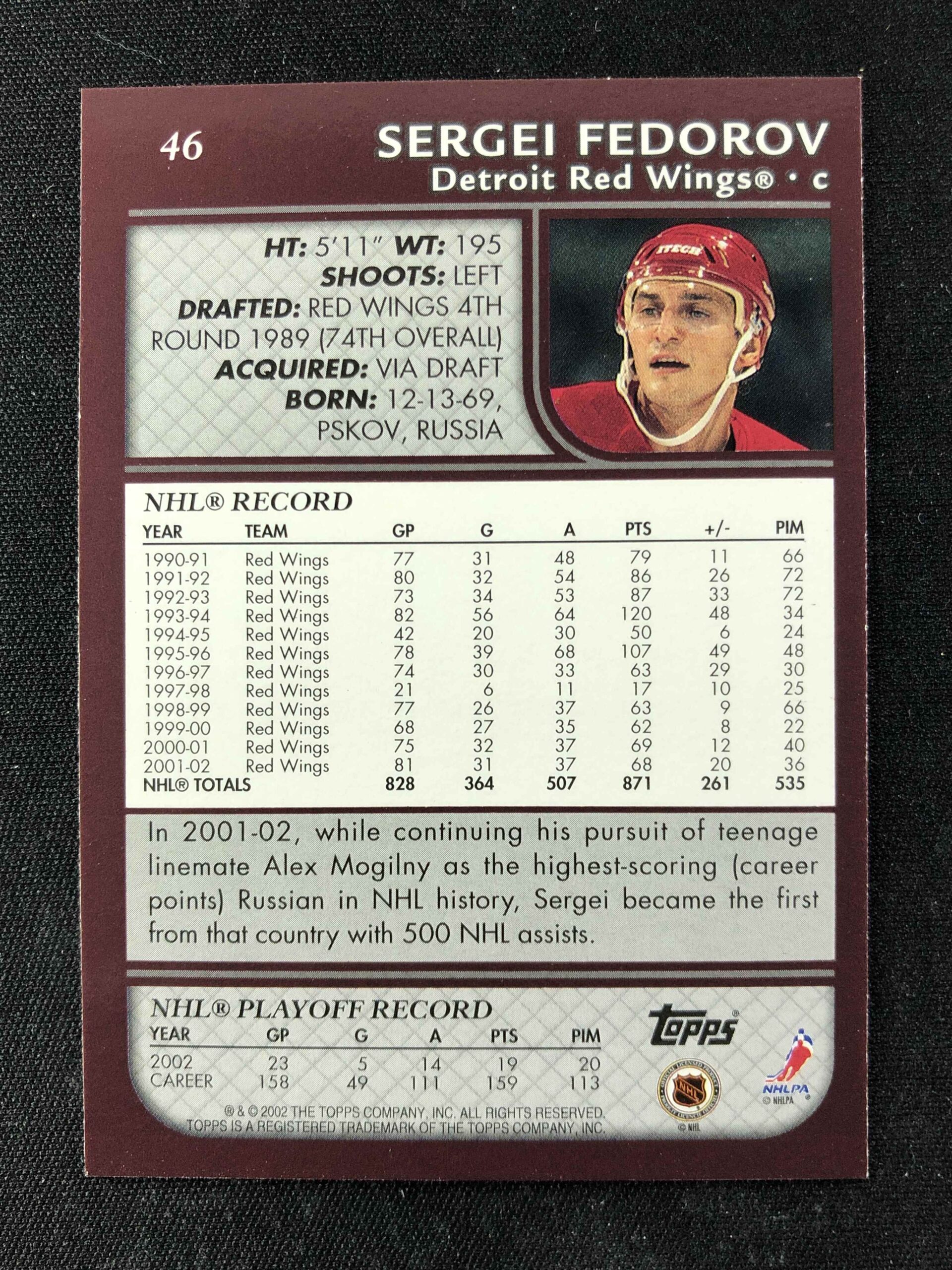 2002/2003 Topps Base 46 Sergei Fedorov - Obrázek 2