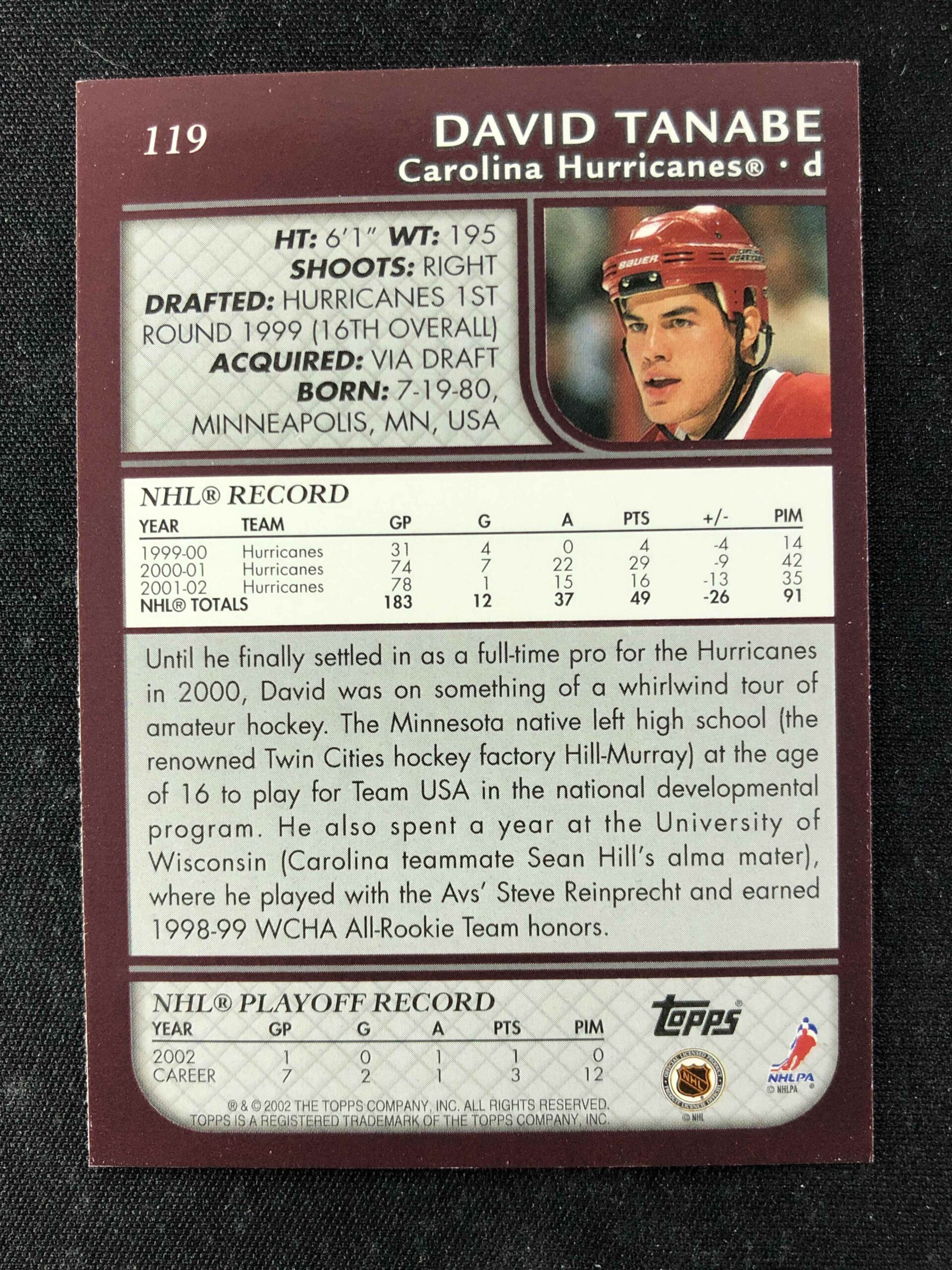 2002/2003 Topps Base 119 David Tanabe - Obrázek 2