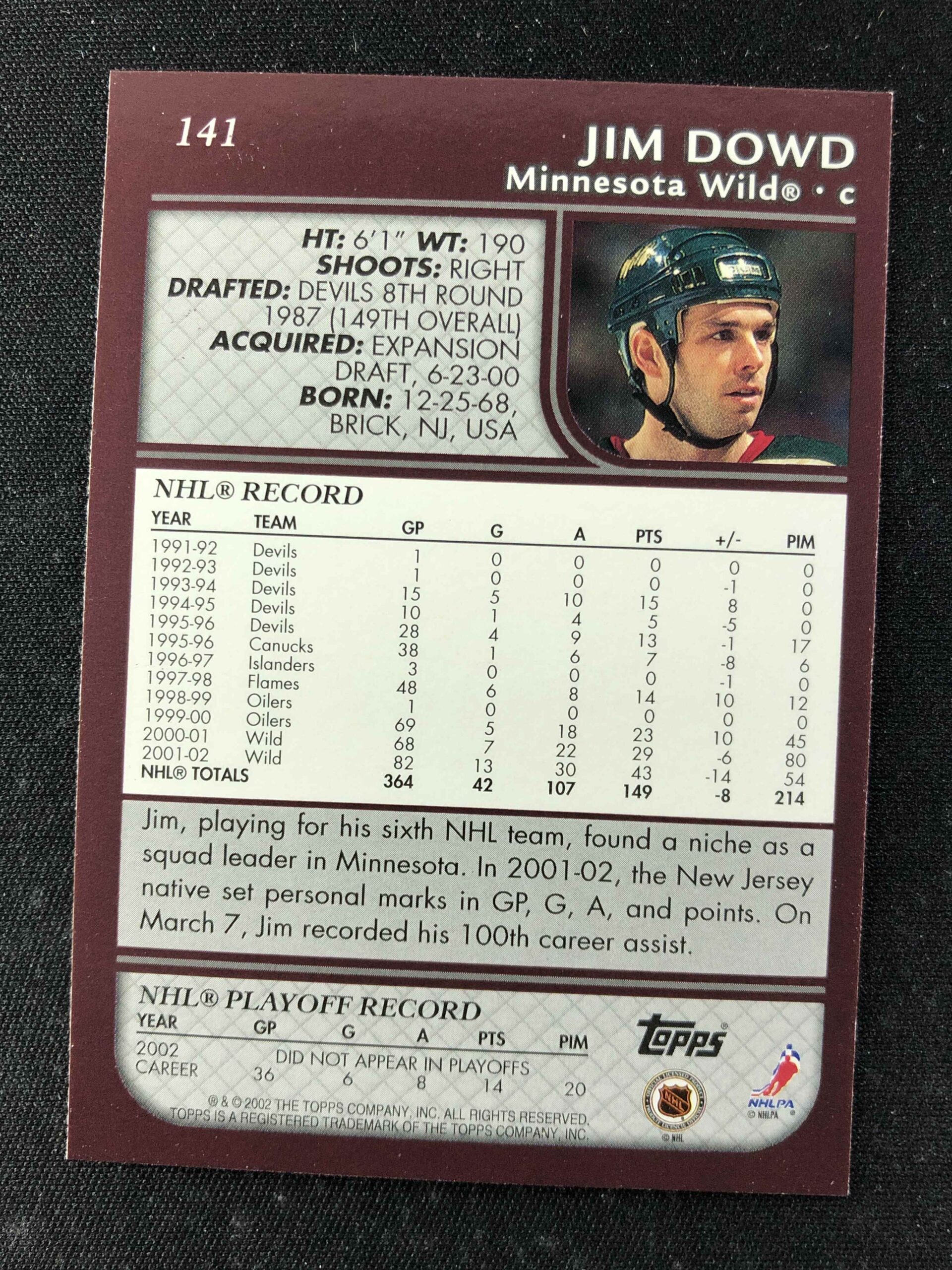 2002/2003 Topps Base 141 Jim Dowd - Obrázek 2