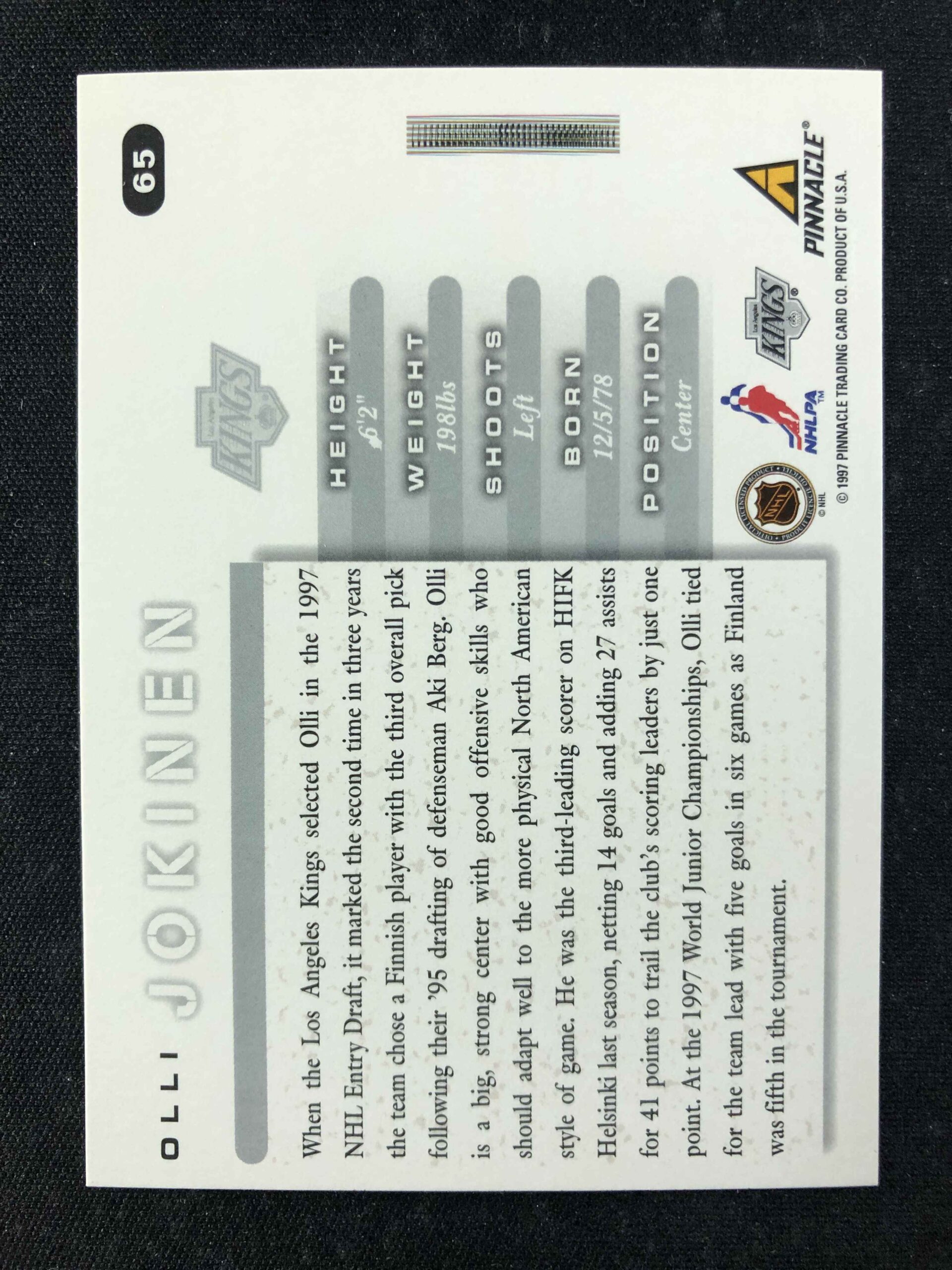 1997/1998 Pinnacle Score Base 65 Olli Jokinen - Obrázek 2