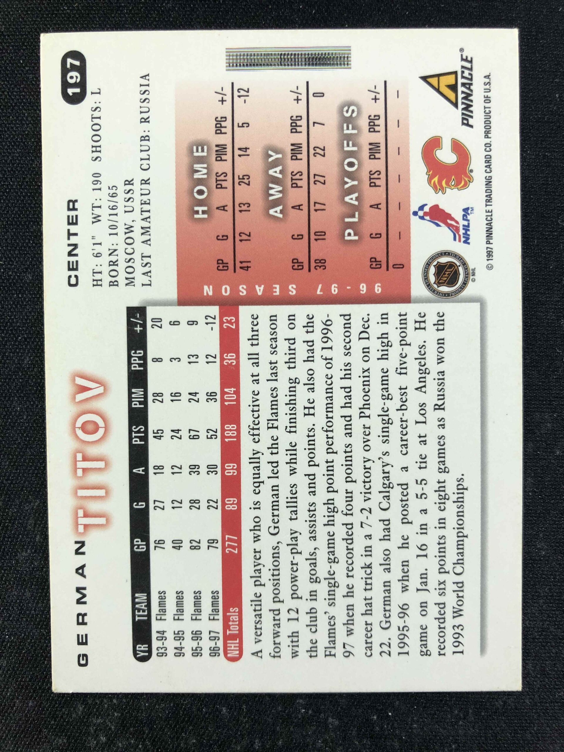 1997/1998 Pinnacle Score Base 197 German Titov - Obrázek 2