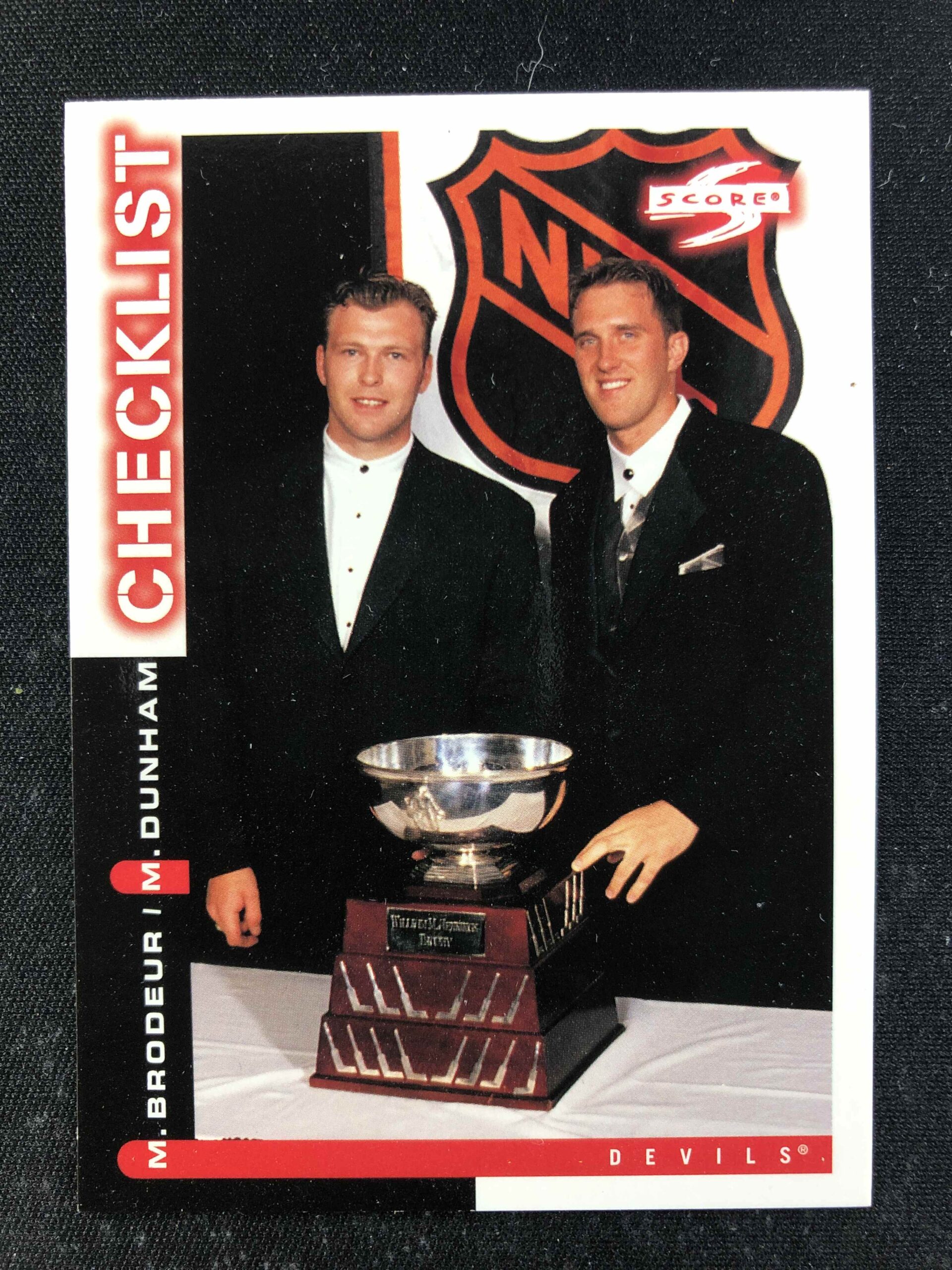 1997/1998 Pinnacle Score Base 269 Martin Brodeur, Mike Dunham