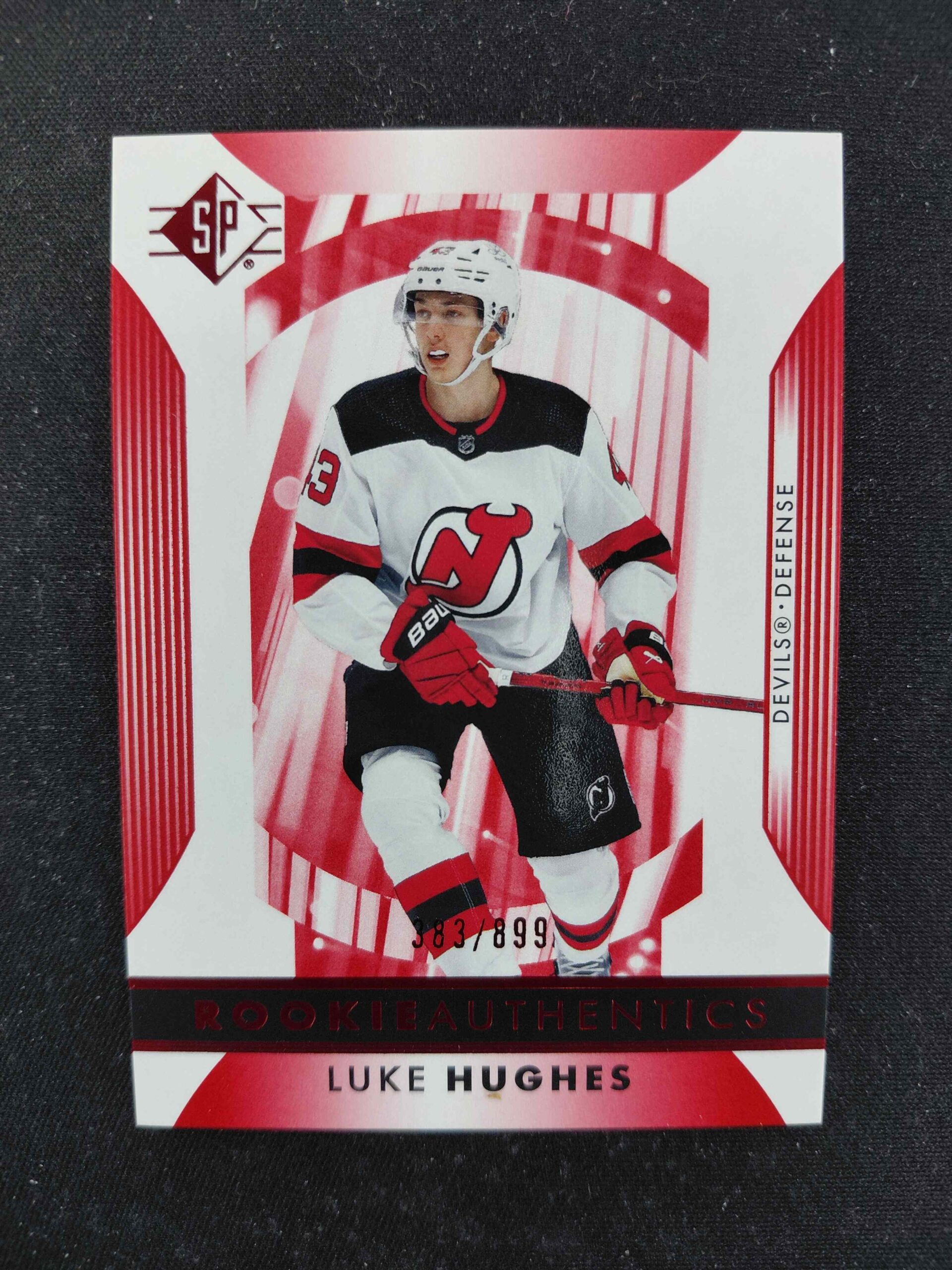 2023/2024 Upper Deck SP Rookie Authentics Red 110 Luke Hughes Inzert 383/899