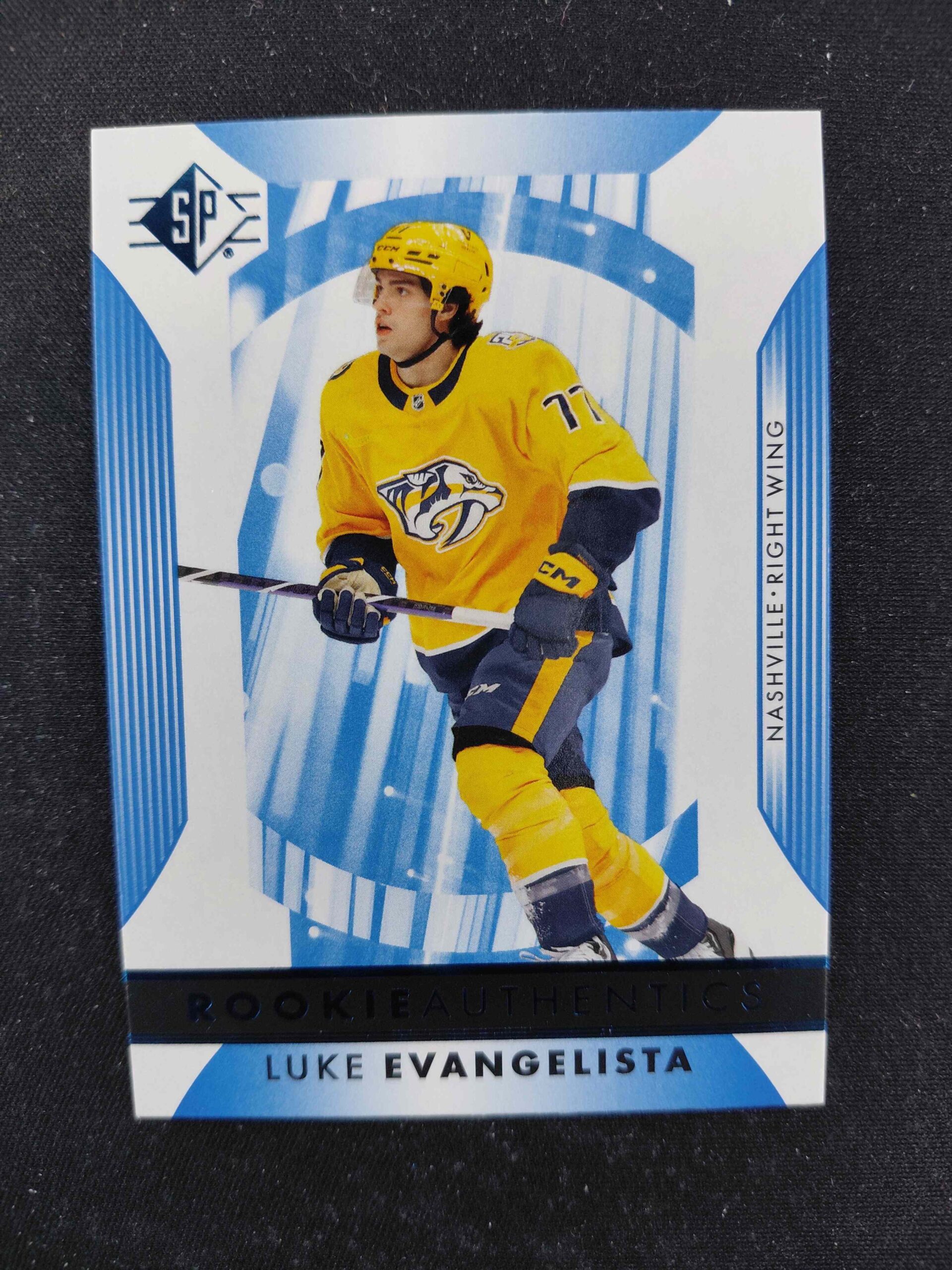 2023/2024 Upper Deck SP Rookie Authentics Blue 112 Luke Evangelista Inzert