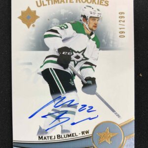 2022/2023 Upper Deck Ultimate Collection Ultimate Rookies 147 Matej Blumel AUTO 91/299